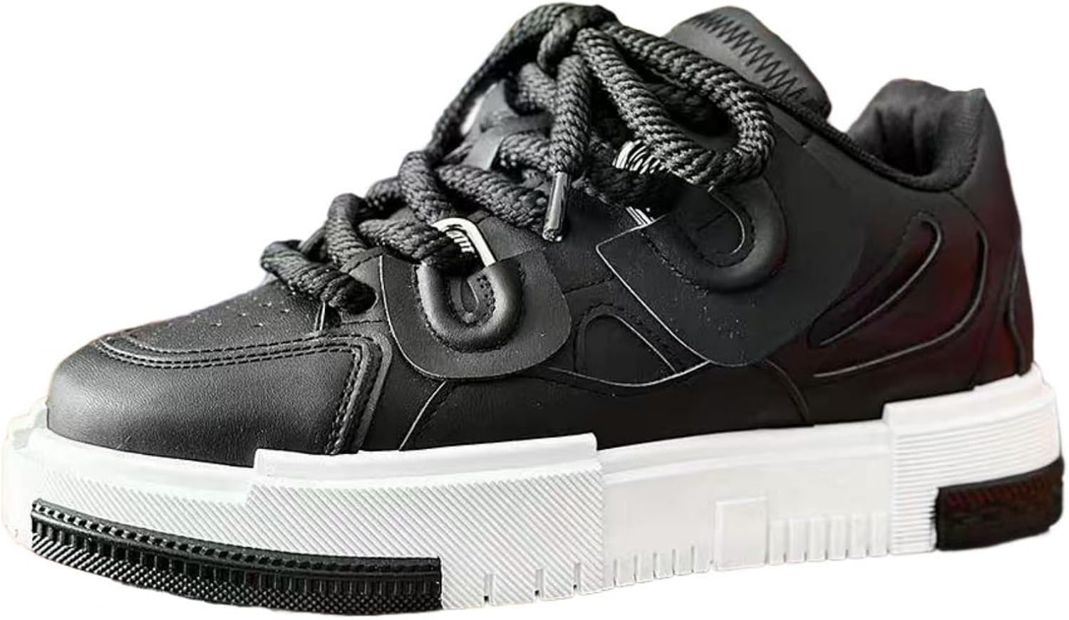 

Мужская модная уличная обувь с толстой подошвой, кеды для скейтборда, Y2K кавайные массивные кроссовки, низкие на шнуровке, удобные повседневные туфли для путешествий и учебы, размеры US 7-9.5 Generic, черный