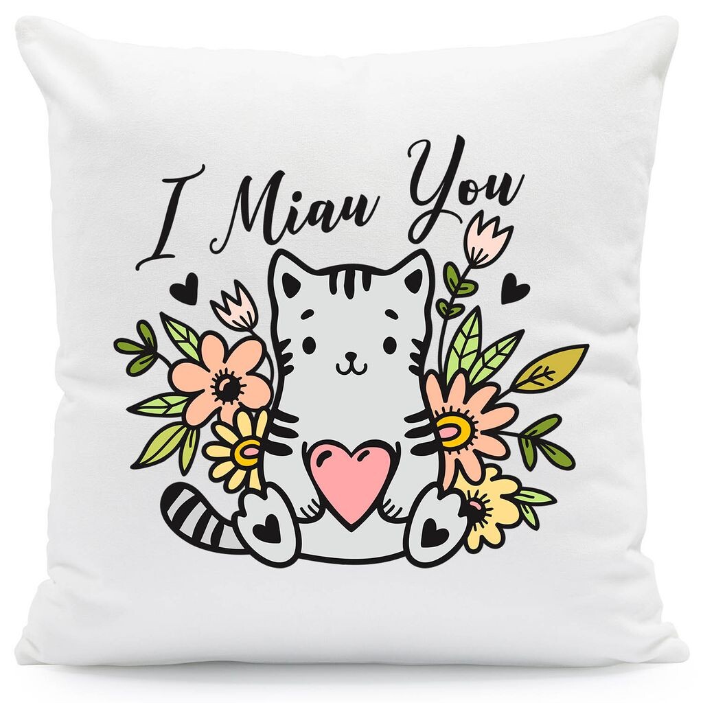 

Подушка с принтом и надписью I Miau You: с наполнителем Gravurzeile