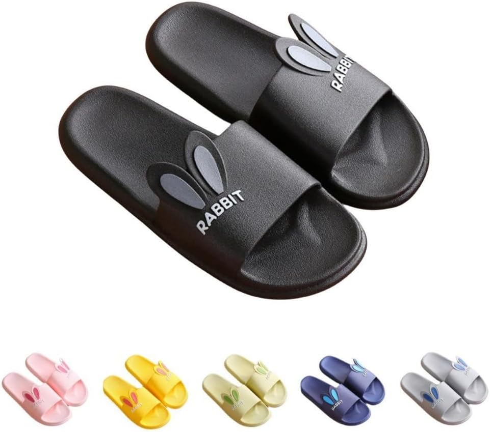 

Милые тапочки ALBIVA в виде зайчиков для женщин, летние, мягкая платформа, нескользящие сандалии для дома и улицы, кавайные подарки для женщин и мужчин, черный