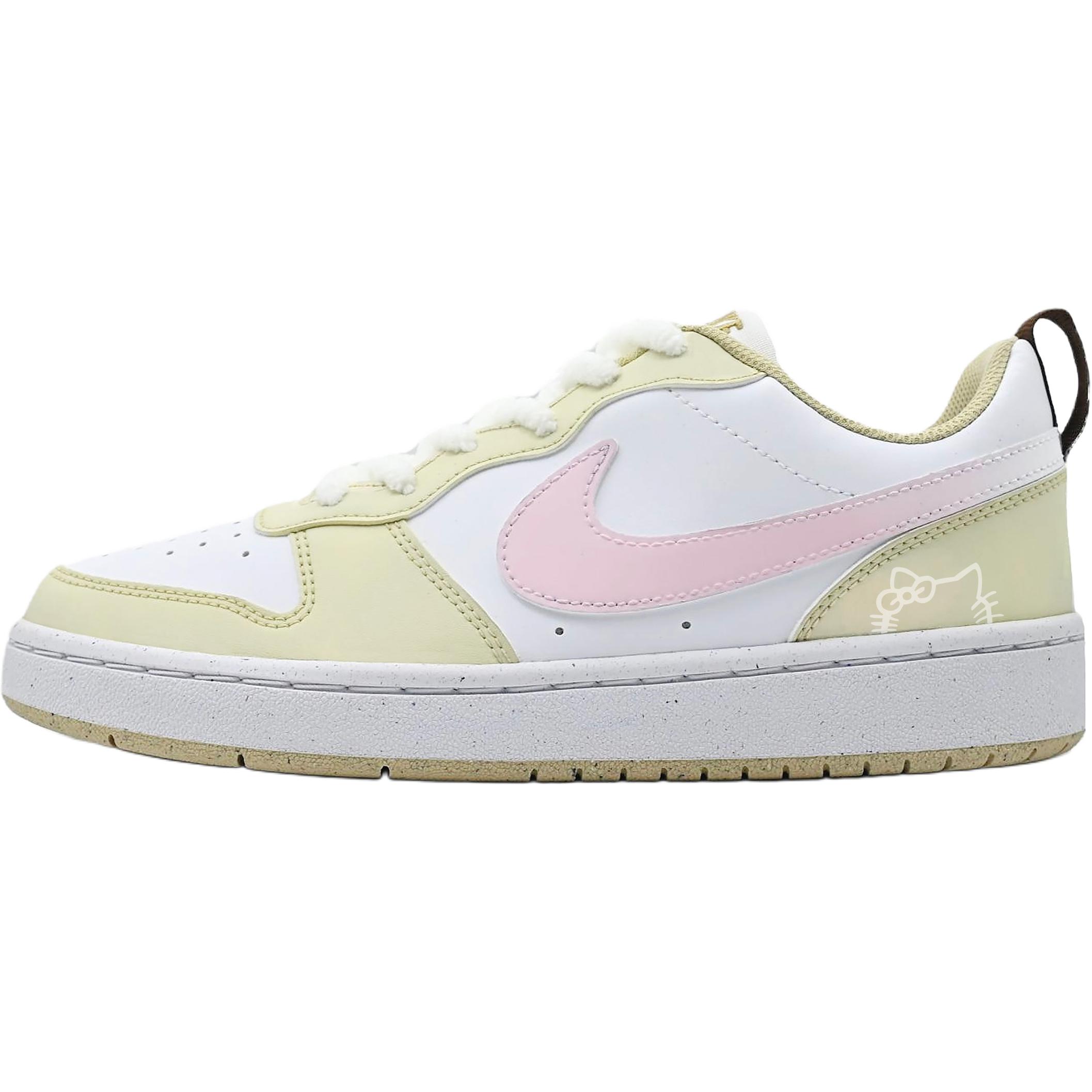 

Nike Кроссовки для скейтбординга Court Borough противоскользящие износостойкие низкие детские светло-желтые подростковые