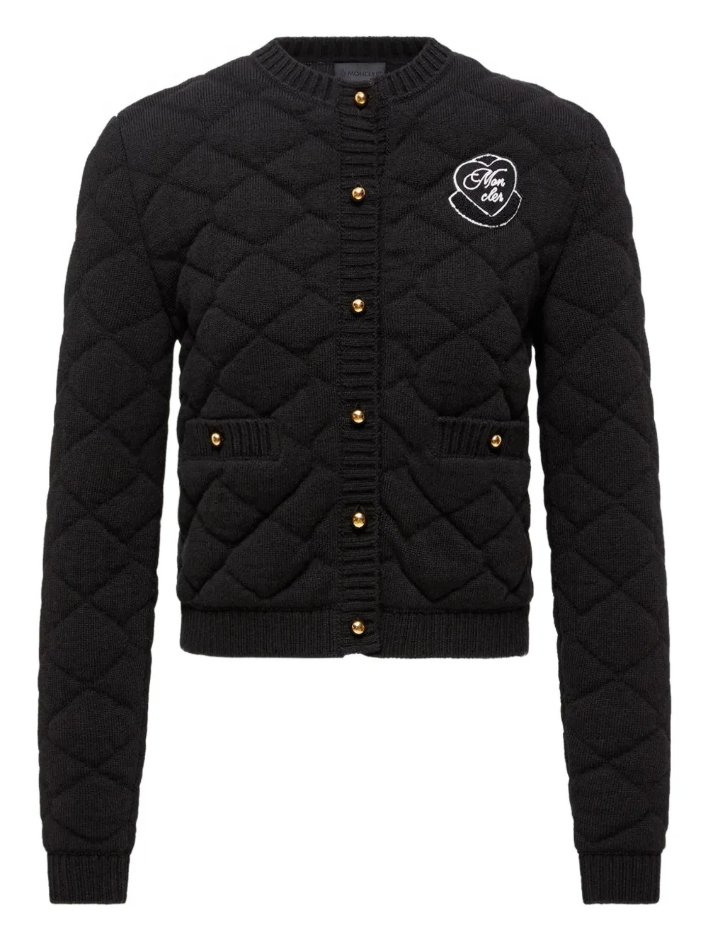 

Стеганый кардиган с логотипом в виде сердца MONCLER, черный