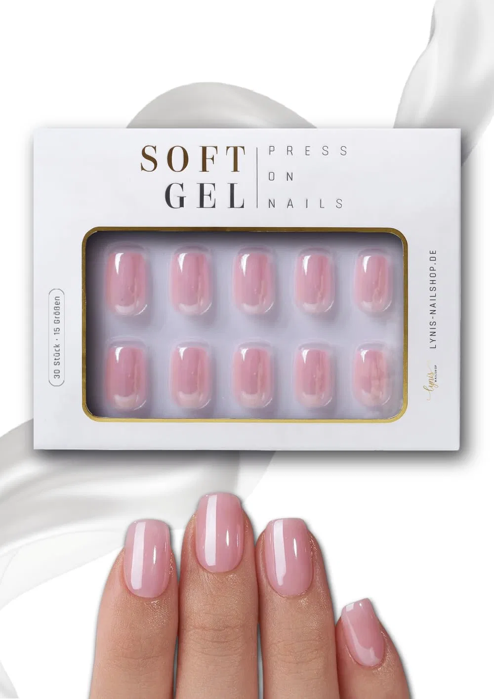 Накладные ногти Soft Gel Press On Square Chrome Rose от Lynis-Nailshop.de Lynis Nailshop, Chrome Rose