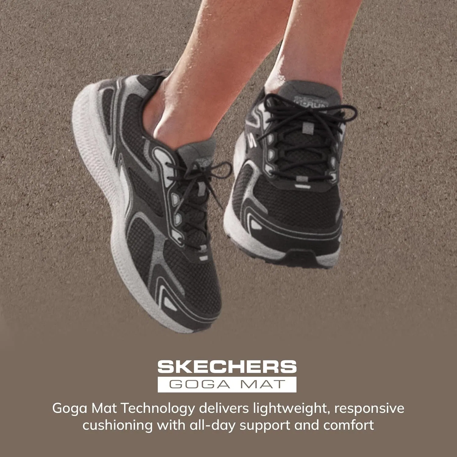 Мужские кроссовки Skechers Go Run Consistent, Black Leather Synthetic Gray Trim — фото 2