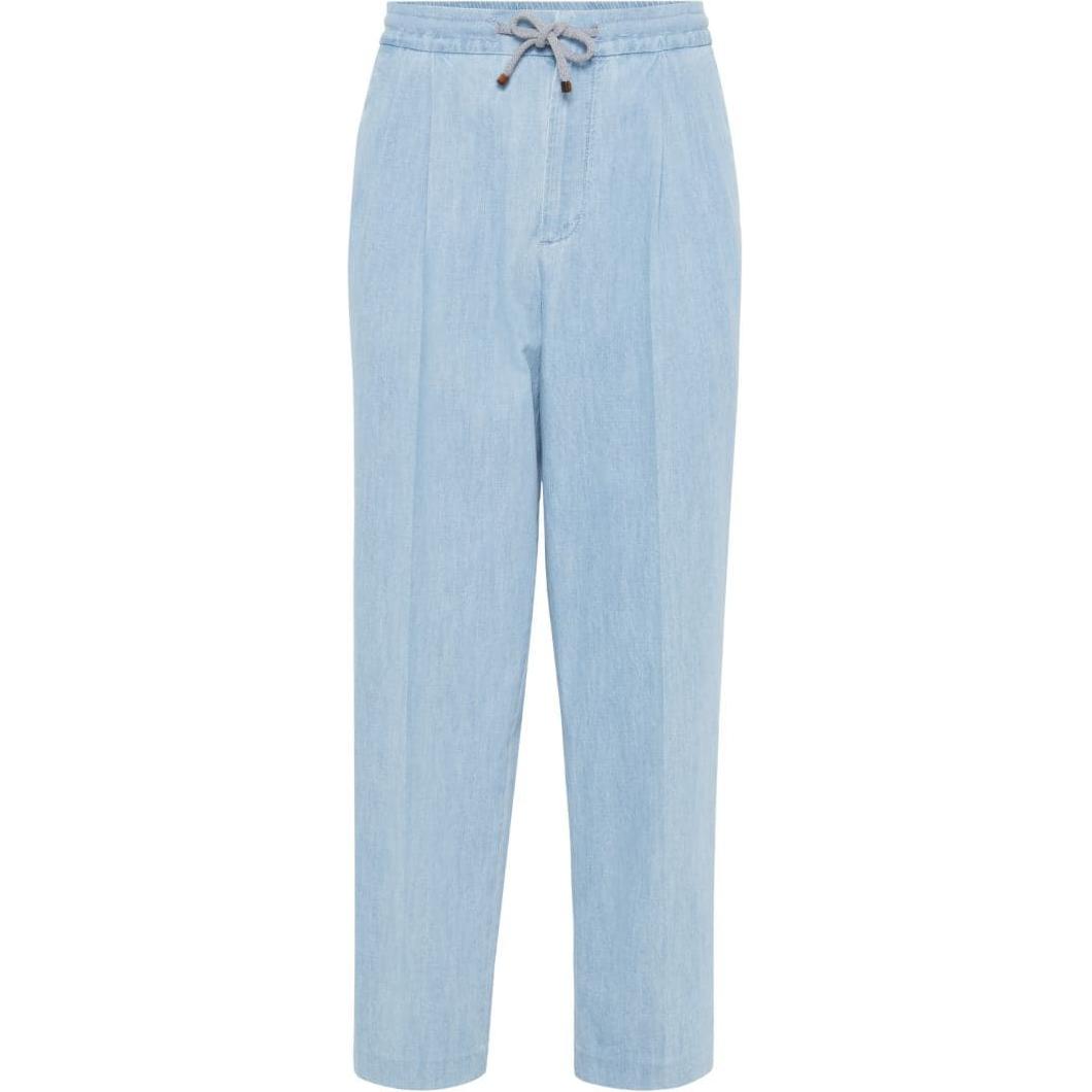 

Прямые джинсы из шамбре Brunello Cucinelli, светло синий