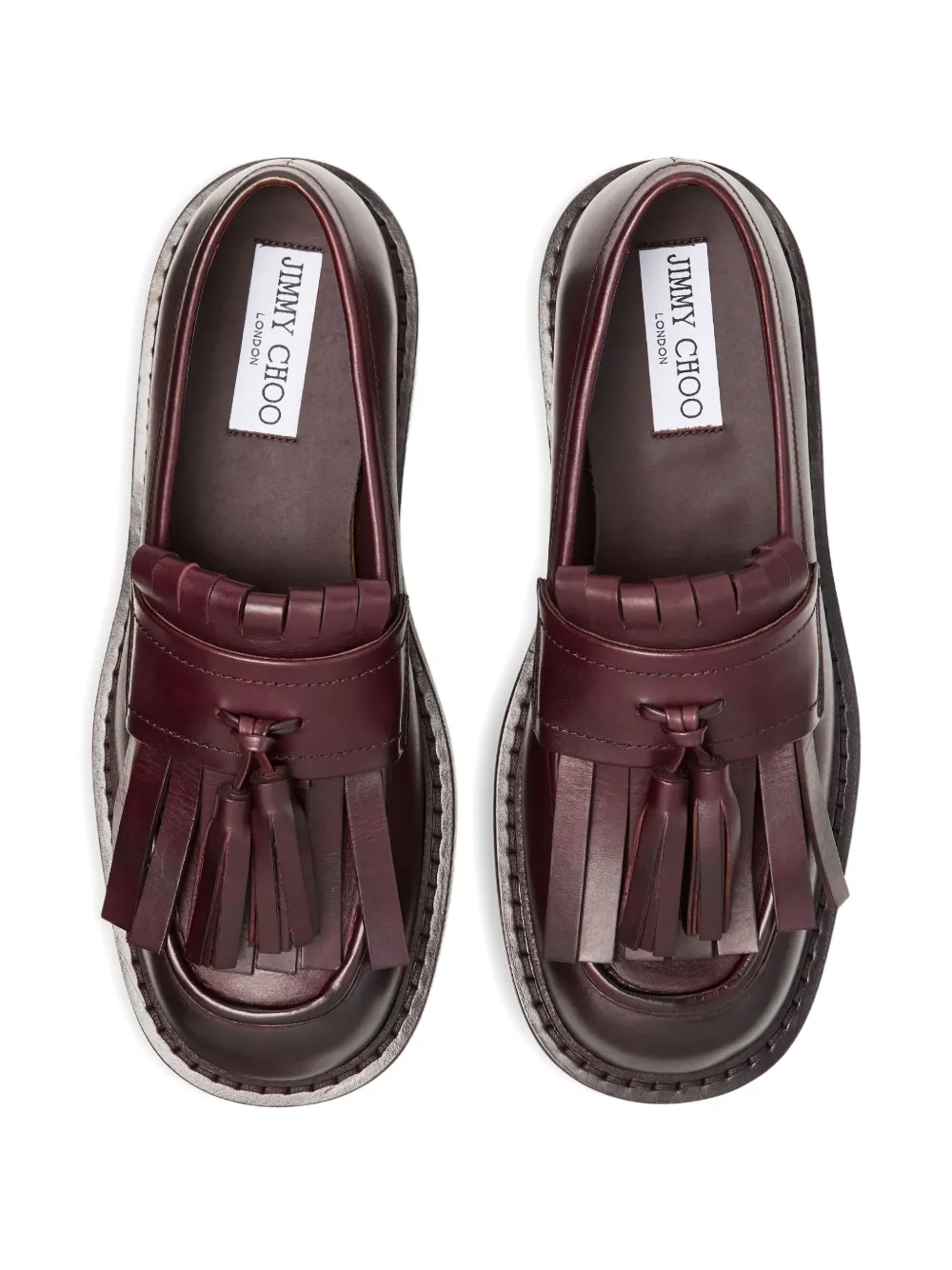 Лоферы buff с бахромой JIMMY CHOO, красный — фото 3