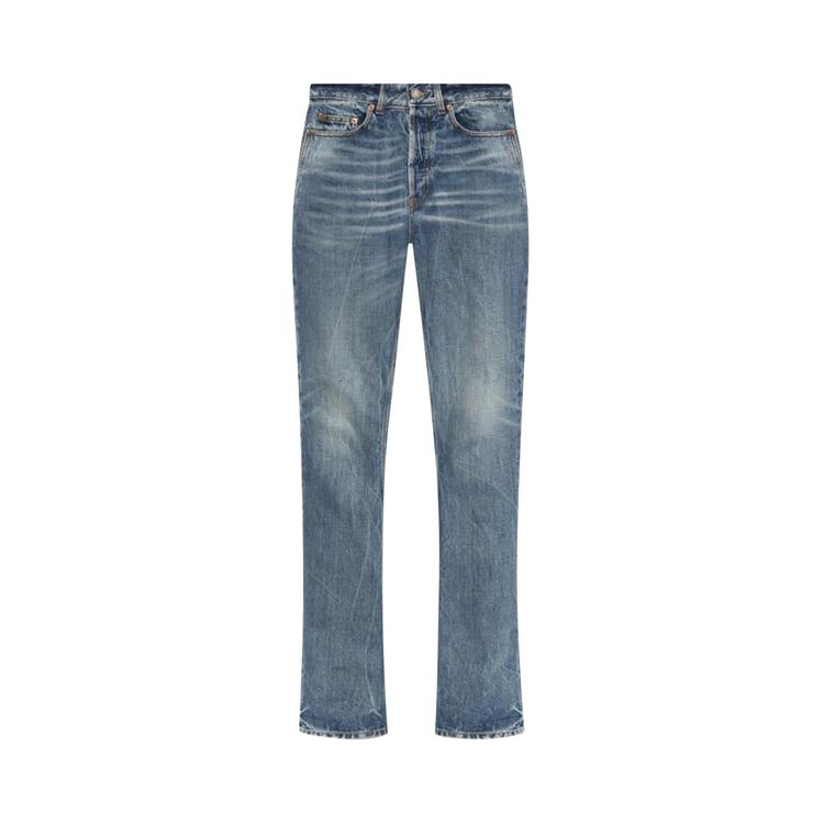 

Джинсы Saint Laurent Logo-Patch Straight Jeans Blue, синий