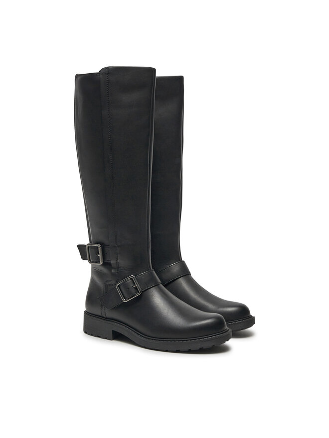 Сапоги женские Clarks высокие кожаные с ремешками, черный — фото 2