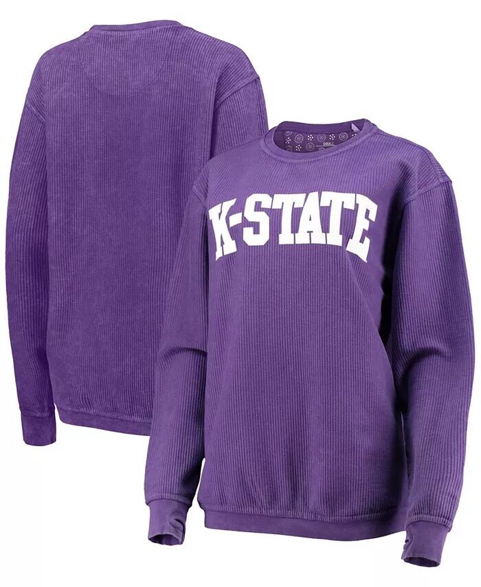 

Женский фиолетовый Kansas State Wildcats, удобный вельветовый свитер в винтажном стиле, базовый пуловер с аркой, толстовка Pressbox