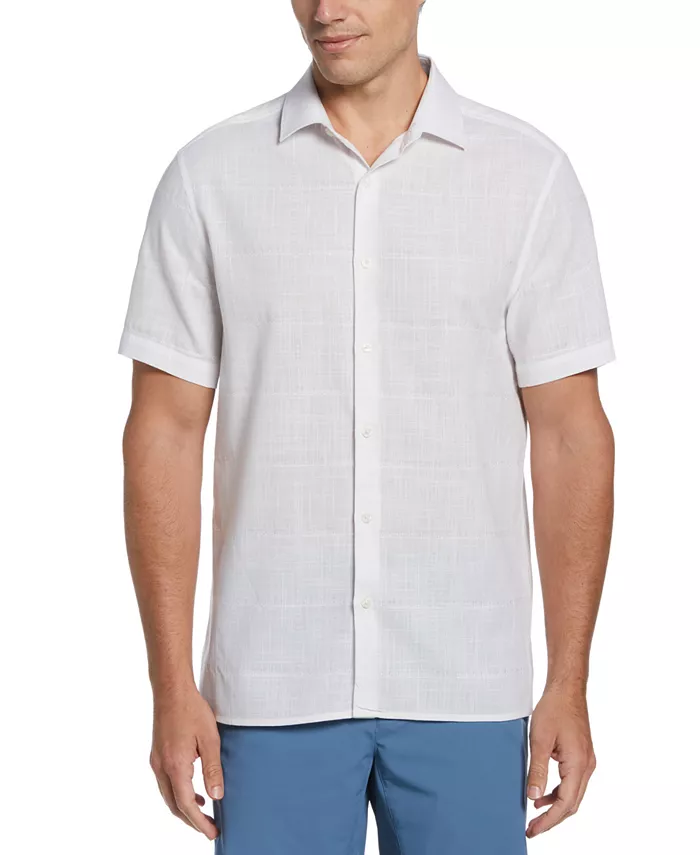 

Мужская хлопковая рубашка в клетку Slub Perry Ellis, белый