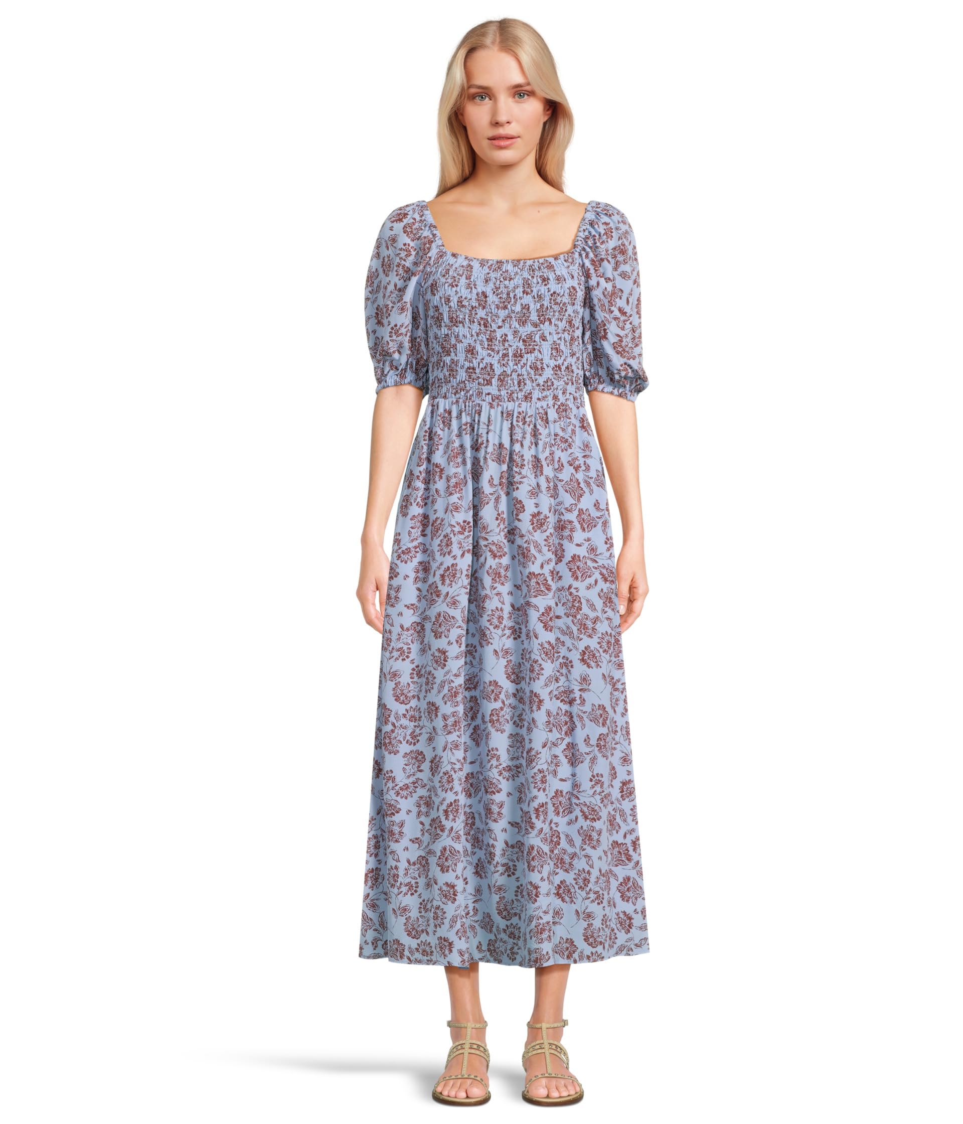 

Платье Madewell Smocked Short Sleeve Midi, Saylor Floral Light Pool