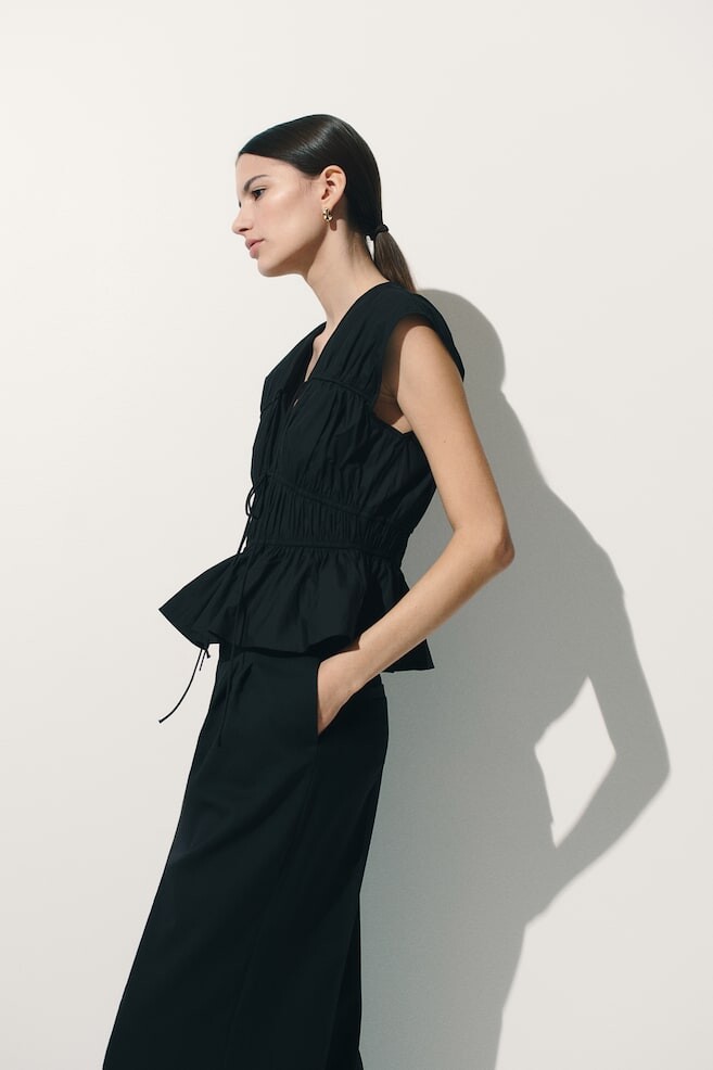 

Блузка из поплина с завязками H&M, черный