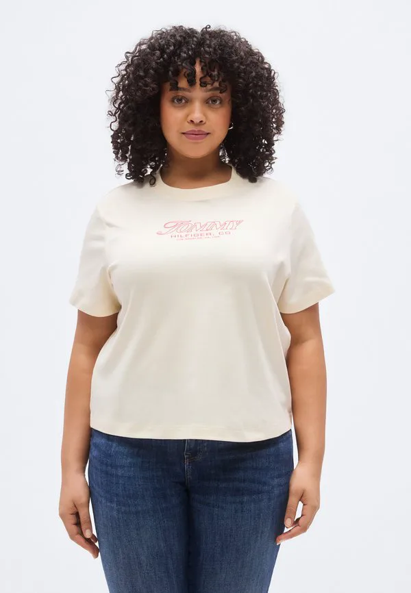 Футболка с графическим принтом в виде изогнутых линий, трикотажное полотно. Tommy Hilfiger Curve, Calico