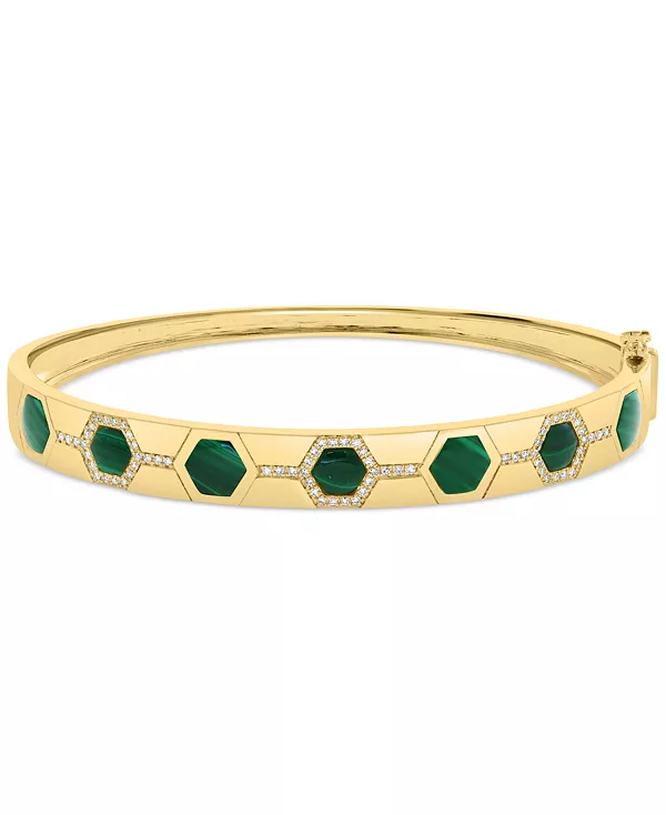 

Браслет Effy с малахитом и бриллиантами (1/5 карата) из стерлингового серебра с позолотой 14 карат Effy Collection, malachite