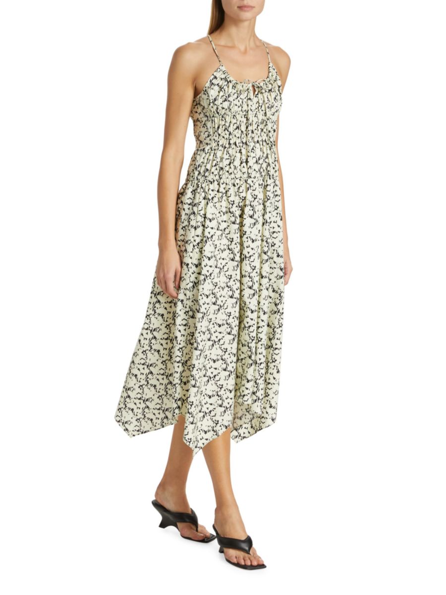 

Платье-миди с цветочным принтом и сборками Proenza Schouler White Label, цвет Cream Black