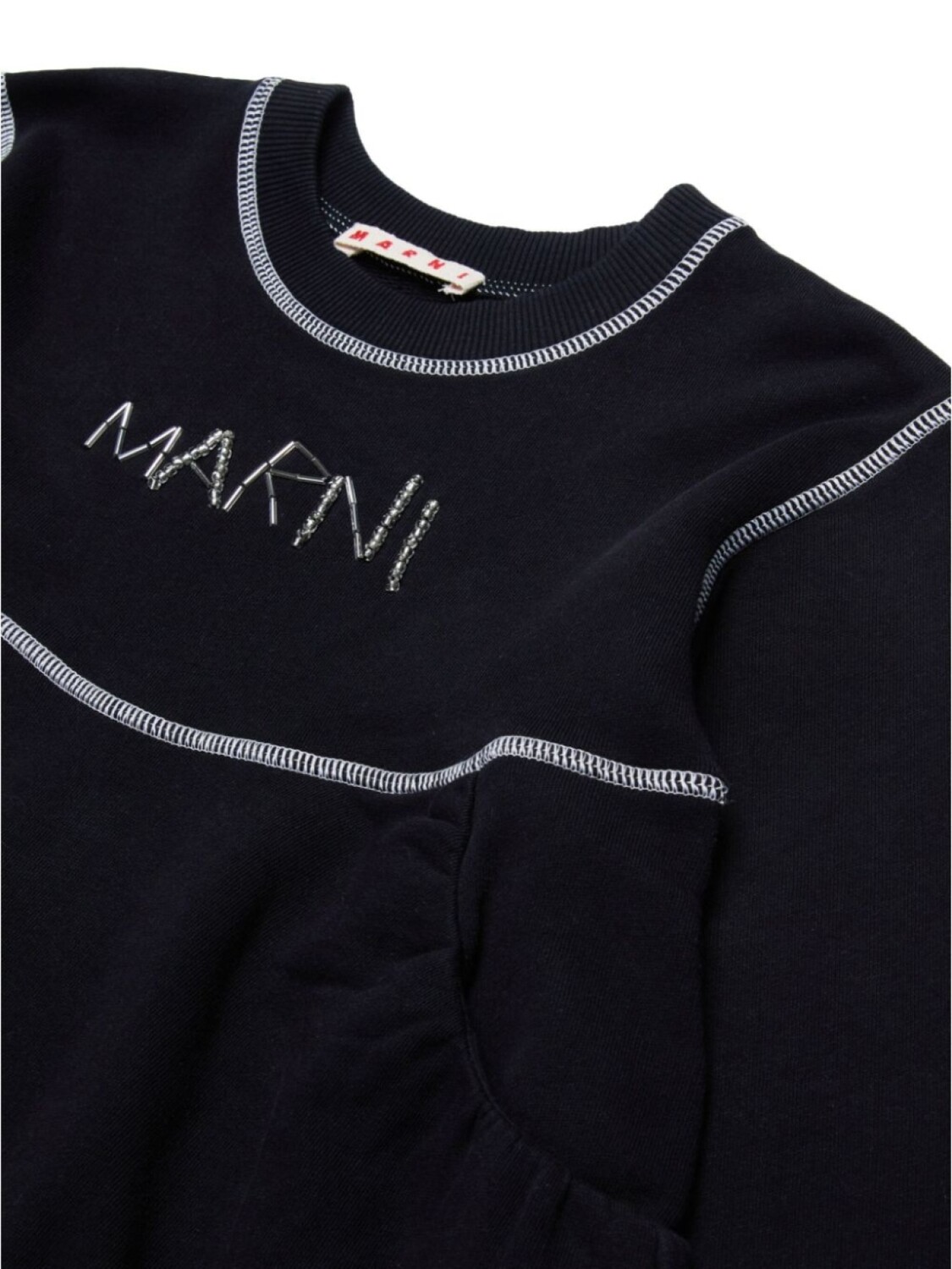 Marni Kids платье-футболка с длинными рукавами и вышитым логотипом, черный — фото 3