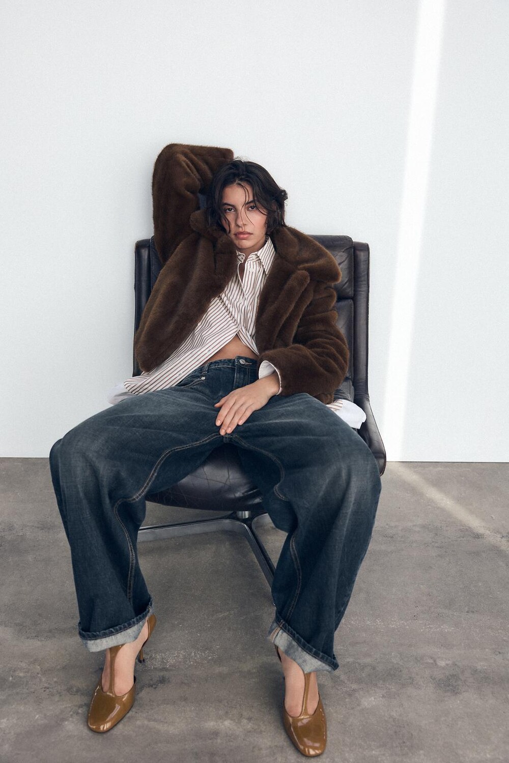 

Туфли из искусственной лакированной кожи с ремешком ZARA, оливково-зеленый