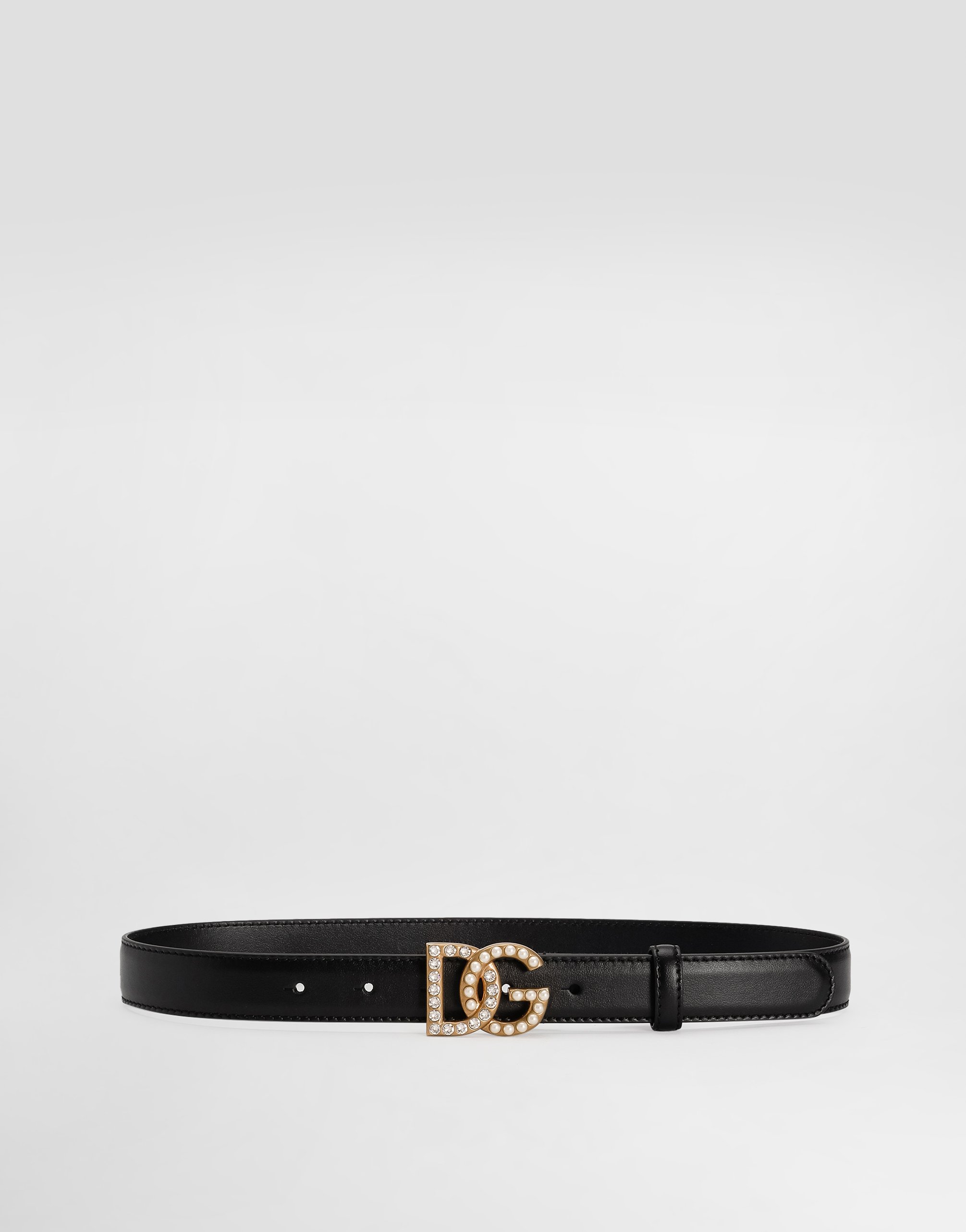 

Ремень из телячьей кожи с логотипом dg, украшенный стразами и жемчужинами Dolce & Gabbana, мультиколор