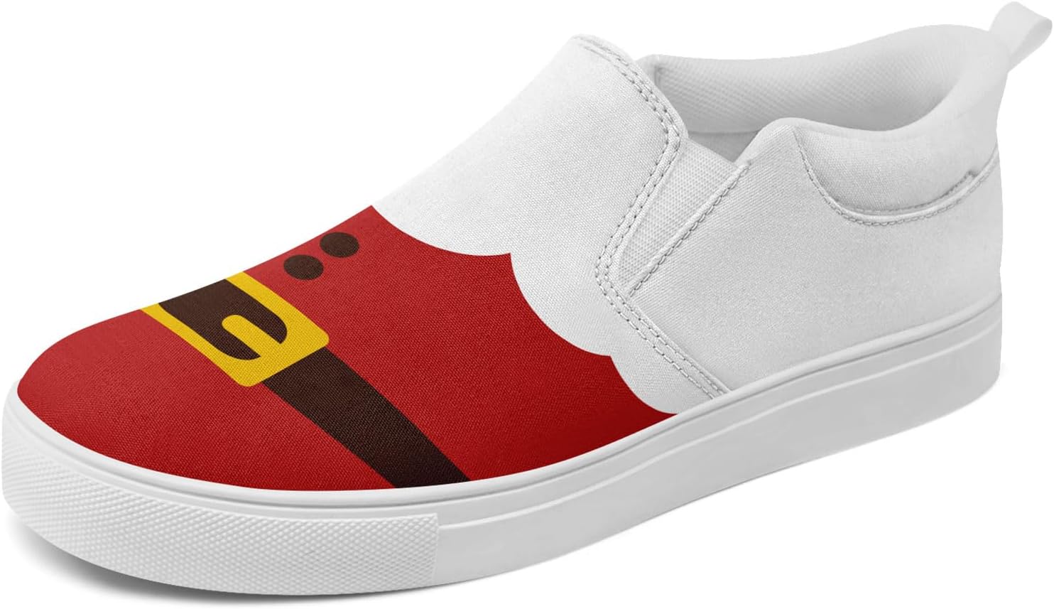 

Кеды на тканевой основе AWSOLE с рождественским дизайном для мужчин и женщин, праздничные кроссовки, подарок на Рождество, с изображением Санты, удобные для носки/снятия, плоские повседневные туфли, белый/черный/красный