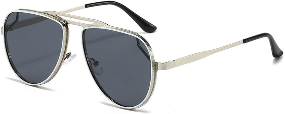 

Ретро классические металлические солнцезащитные очки с двойным оправой для мужчин и женщин, модные очки для активного отдыха и вождения, мужские солнцезащитные очки UV400 TKKTLLT, Silver Gray