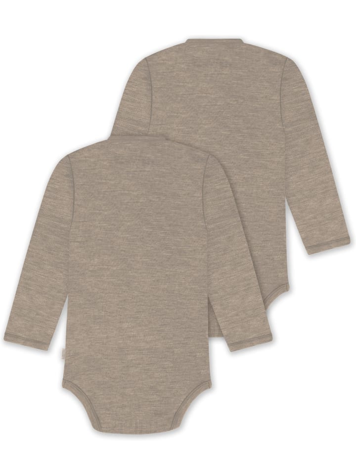 Normani Outdoor Sports Комплект из 2 детских боди: базовый боди-халат из шерсти мериноса бежевого цвета — фото 2