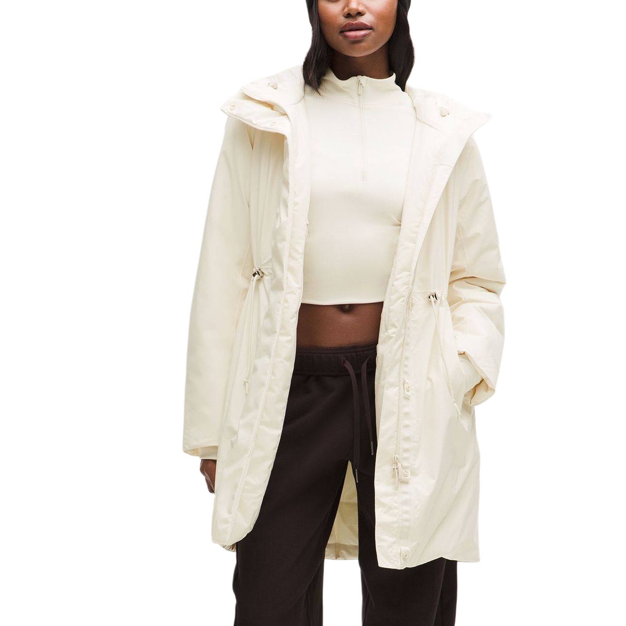 

Lululemon Пальто женское Light Ivory White/LTIV с капюшоном Moderate