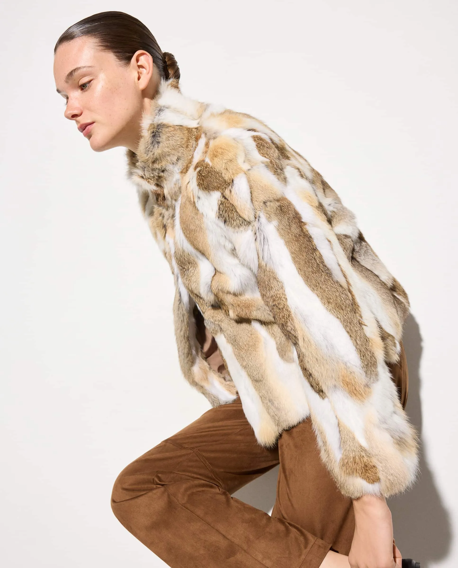 

Женская куртка из гладкой кожи Woman El Corte Inglés, песочный