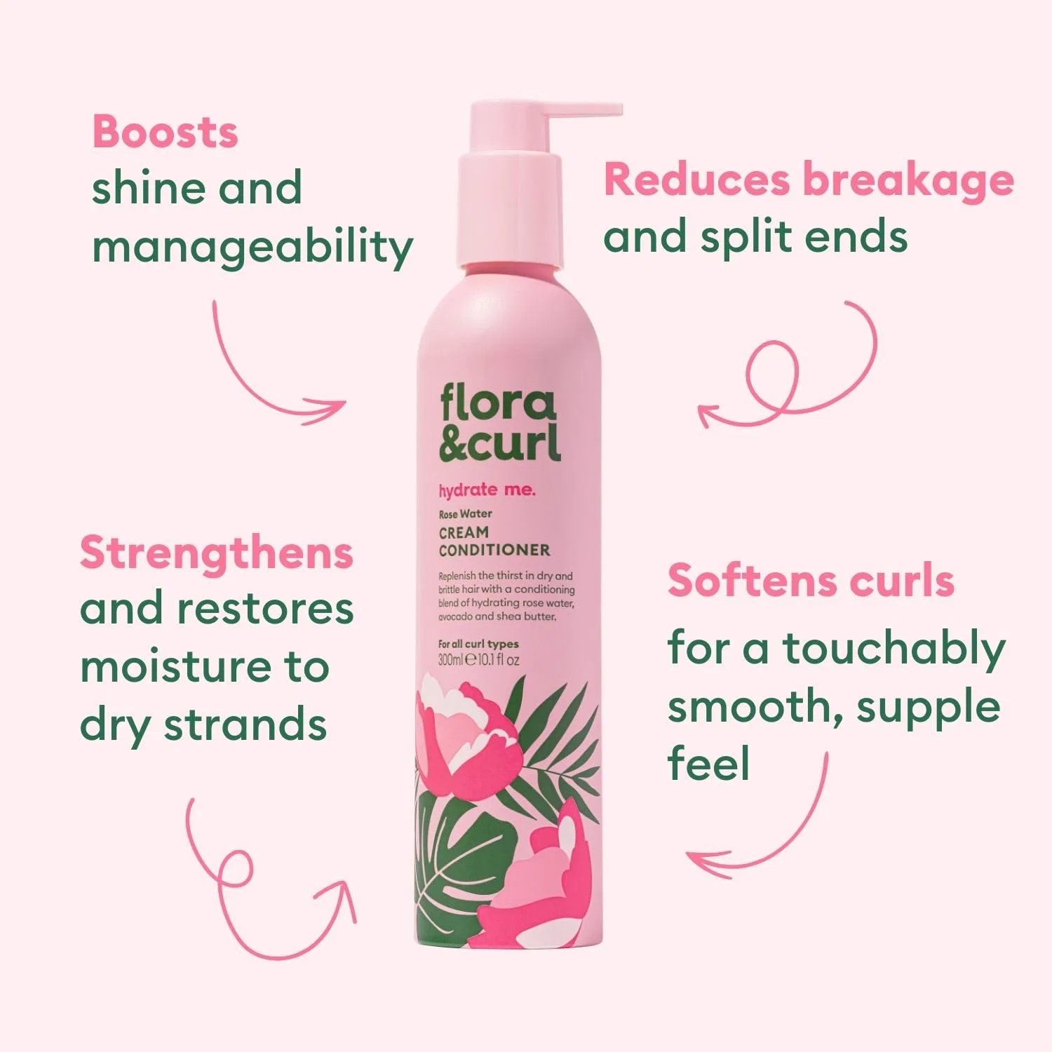 Крем-кондиционер Flora & Curl Rose Water & Honey для вьющихся волос, 300 мл ‎Flora & Curl — фото 3