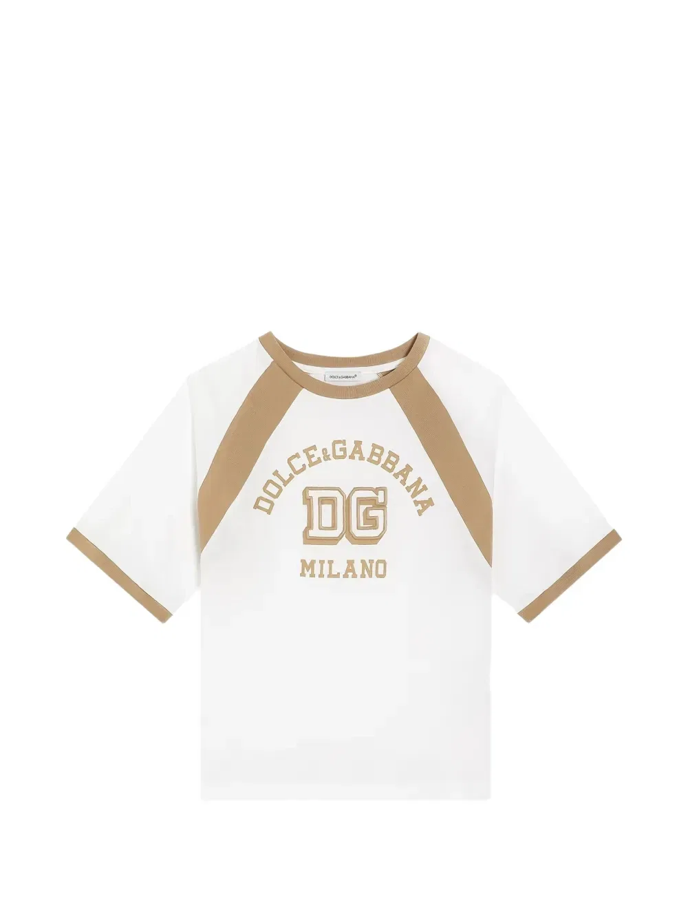 Футболка из джерси с принтом и вышивкой Dolce & Gabbana Kids, белый