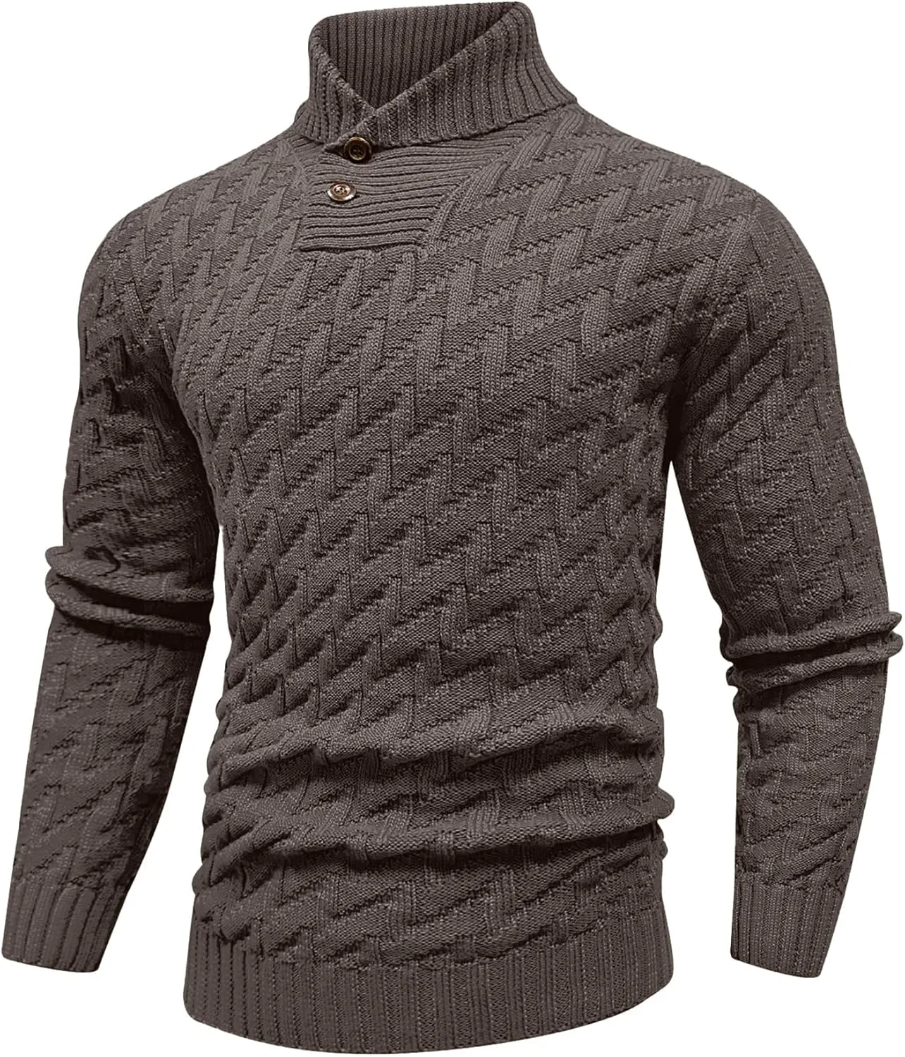 

Мужской свитер с кабельной вязкой и воротником на пуговицах, размеры S-5XL KAVIANA