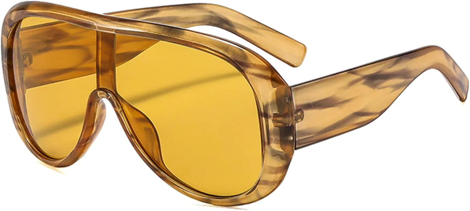 

bullabulling Большие квадратные солнцезащитные очки-пилот для женщин и мужчин, модные цельные очки с большими линзами, ретро-футуристические панк-очки, Yellow