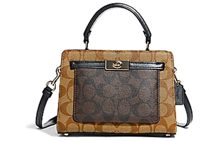 

Сумка через плечо Lane Canvas With Leather маленького размера для женщин, цвет коричневый и хаки COACH