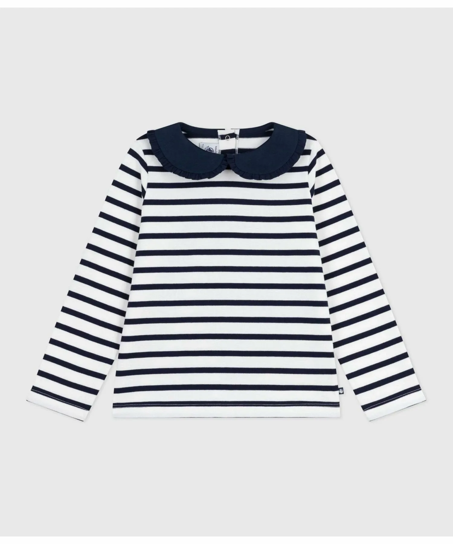 Пуловер мариньер PETIT BATEAU, Off-white/Navy — фото 2
