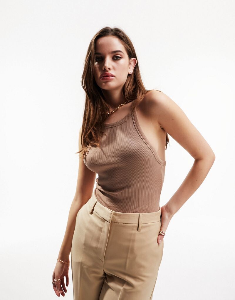 

ASOS DESIGN — боди темно-серого цвета с узкими асимметричными бретелями сзади