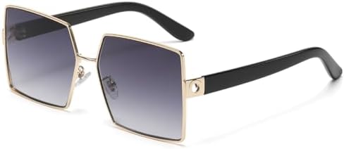 

Большие квадратные солнцезащитные очки для женщин, винтажные металлические солнцезащитные очки для мужчин, ретро-очки с плоской верхней частью, защита от ультрафиолета UV400 MTZJH, Black