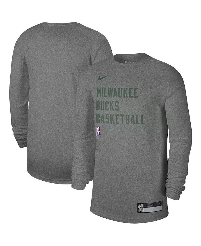 

Мужская и женская футболка Heather Gray Milwaukee Bucks 2023/24 Legend On-Court Practice с длинным рукавом Nike