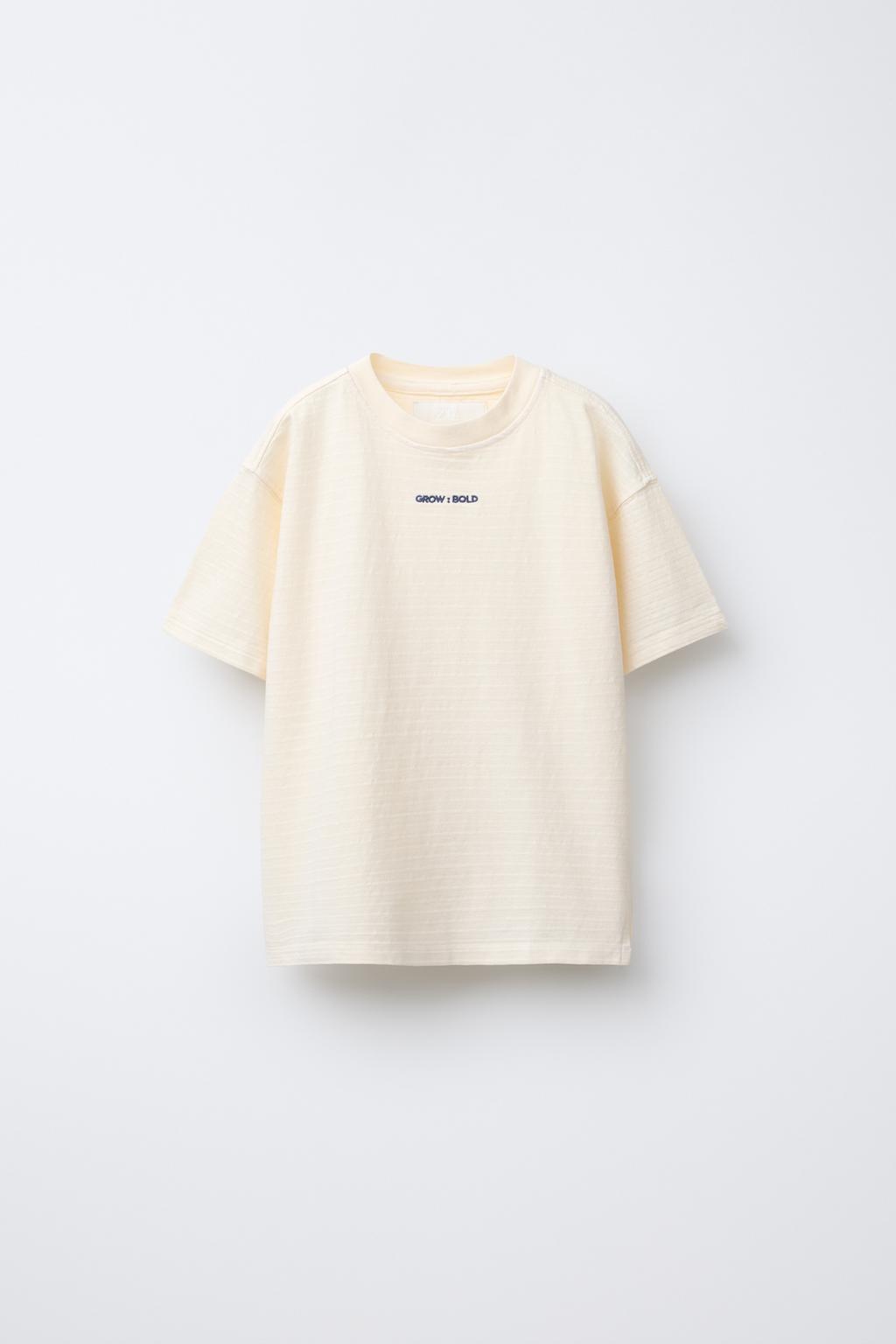 

Текстурированная футболка с вышитым текстом ZARA, экрю