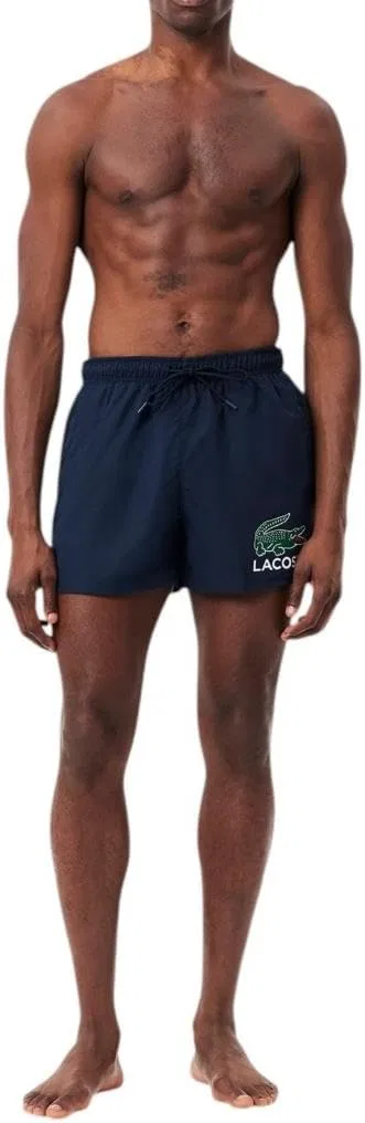 Плавки мужские Lacoste с крокодиловым принтом, шнурок, синий