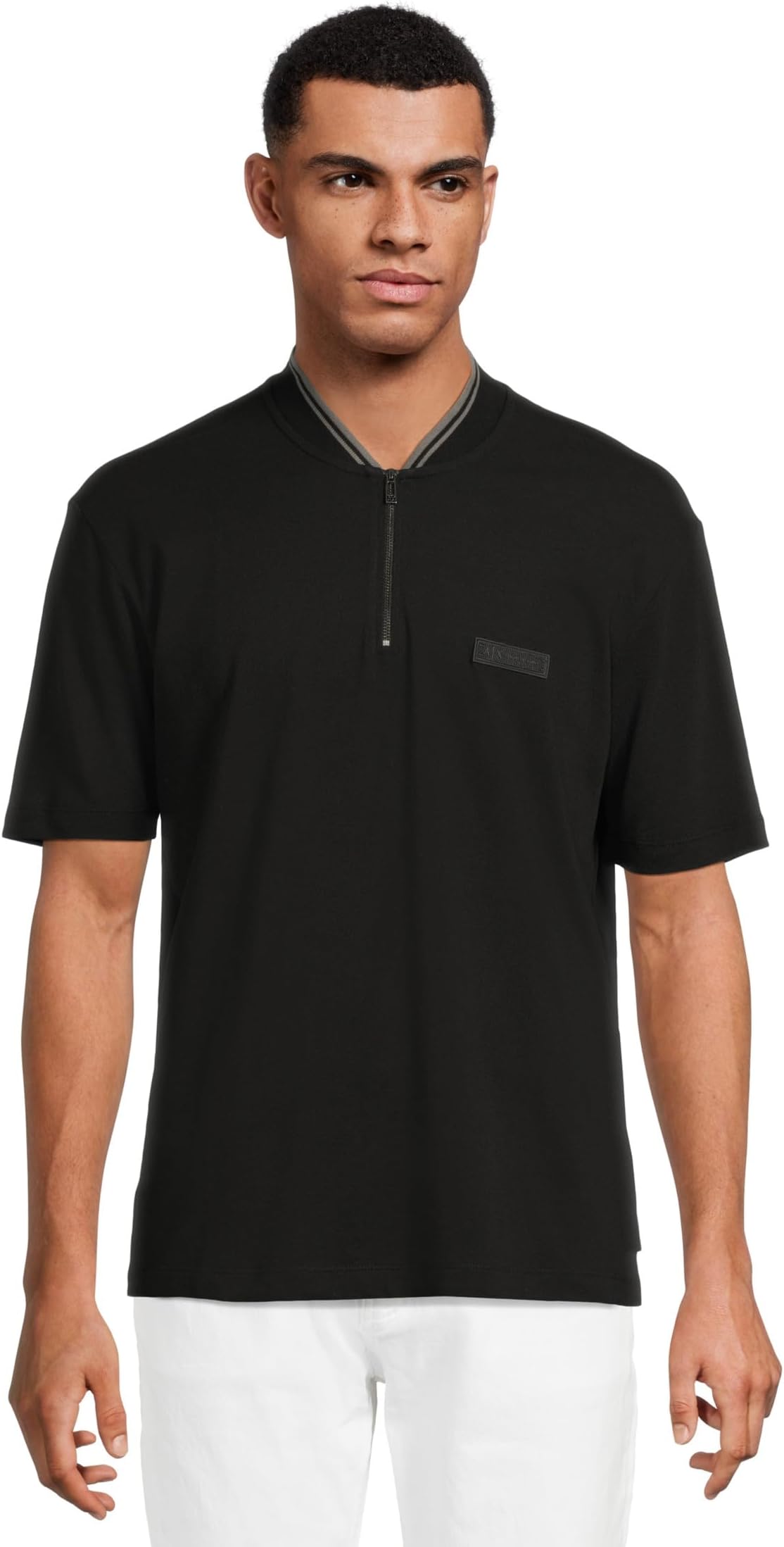 

Поло Armani Exchange Zip Cotton Polo, черный