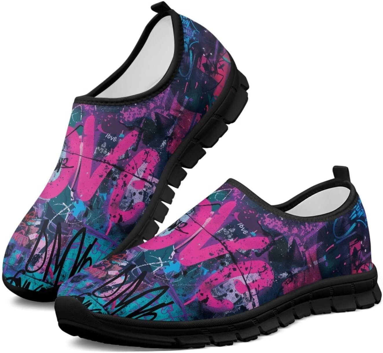 

Мужские слипоны Howilath, повседневные кроссовки для бега, противоскользящие лоферы, обувь без шнурков для путешествий и тренировок, Gothic Graffiti