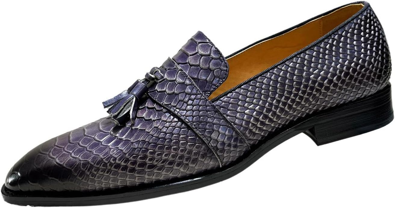 

Мужские слипоны Santimon - удобные роскошные кожаные лоферы с кисточками для бизнеса, офиса, вечеринок и свадеб, голубой