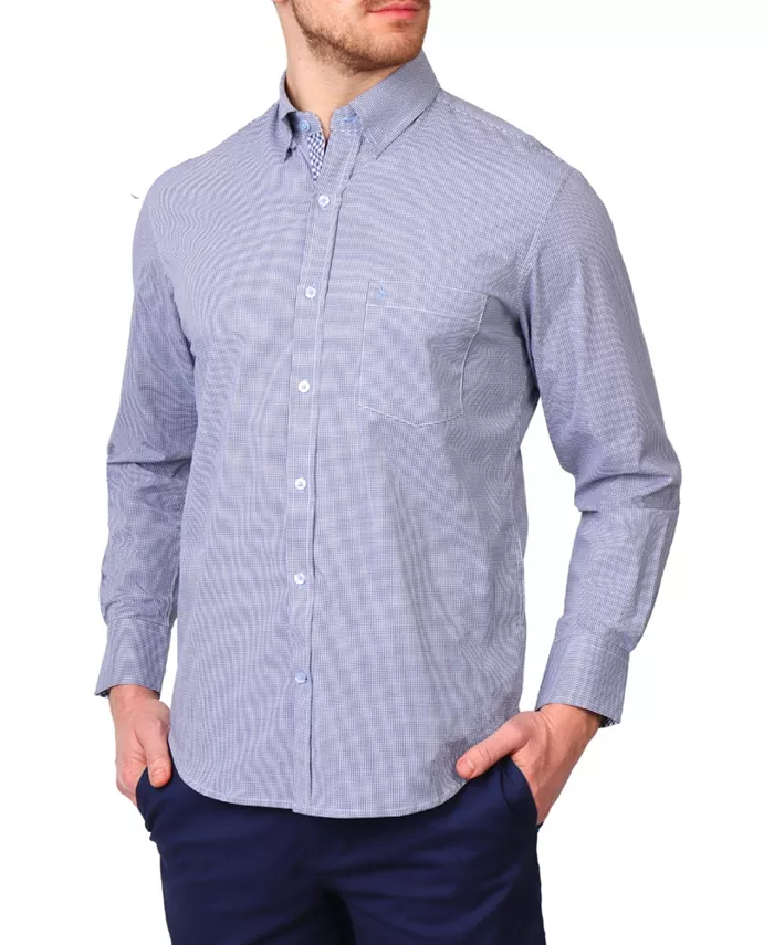 

Мужская рубашка Signature Micro Gingham с длинным рукавом Tailorbyrd, синий