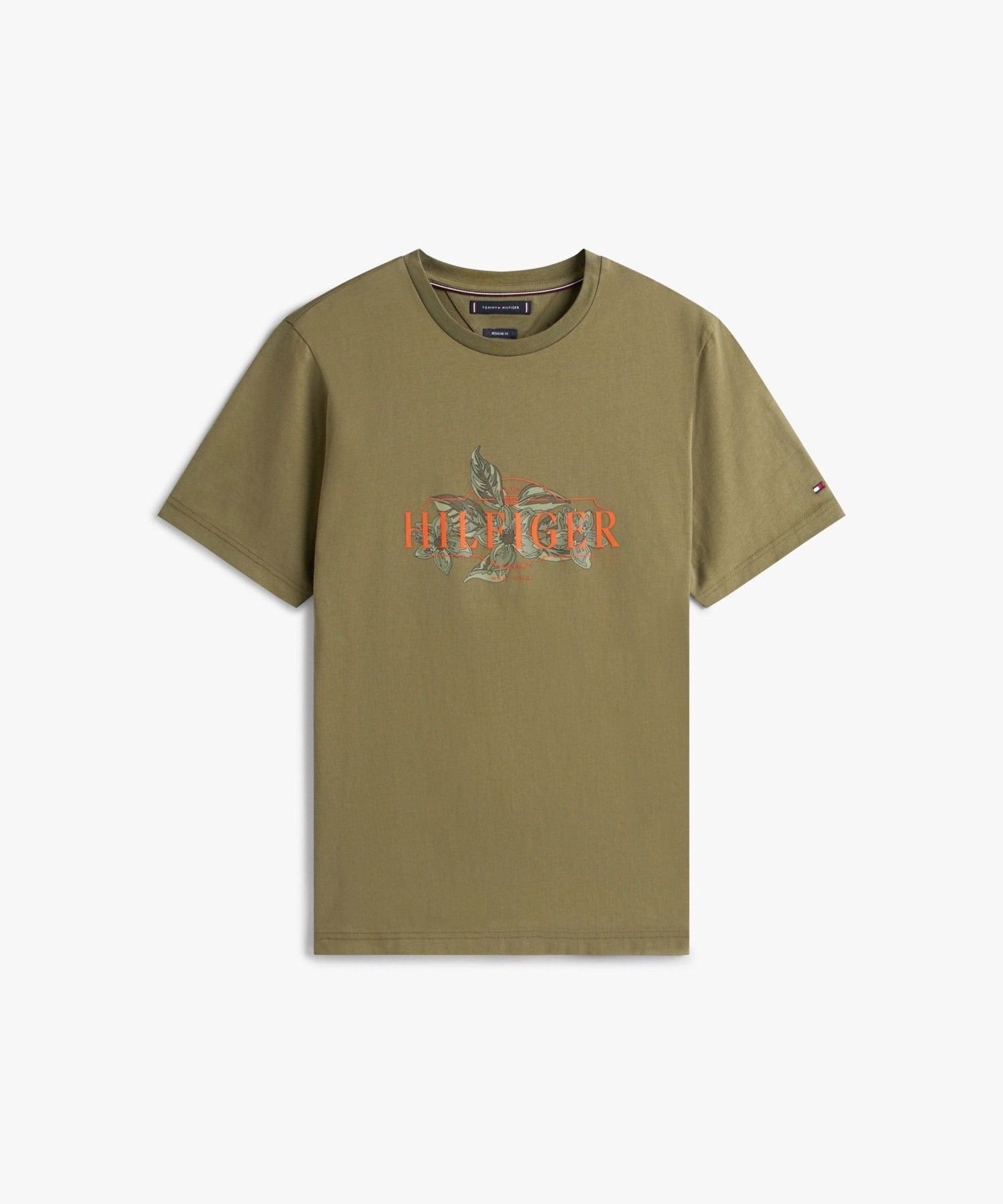 Футболка Hilfiger с тропическим цветочным принтом TOMMY HILFIGER, Khaki PLI — фото 4