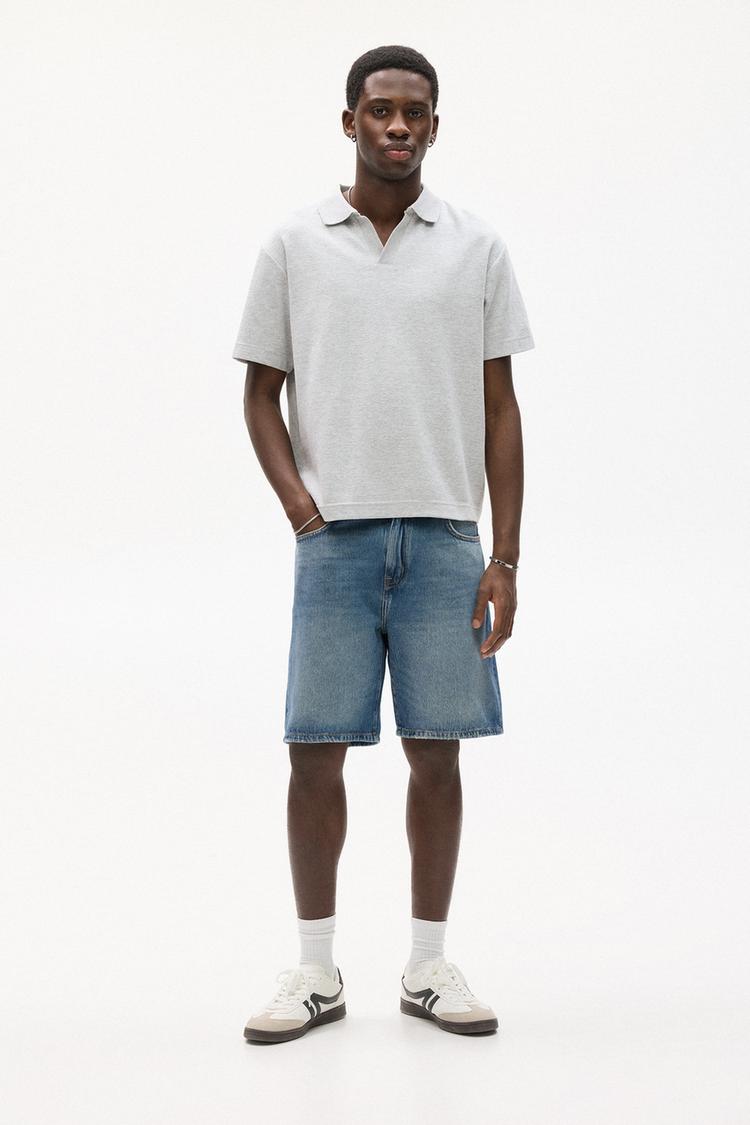 

Стандартные джинсовые шорты-бермуды Pull And Bear, синий