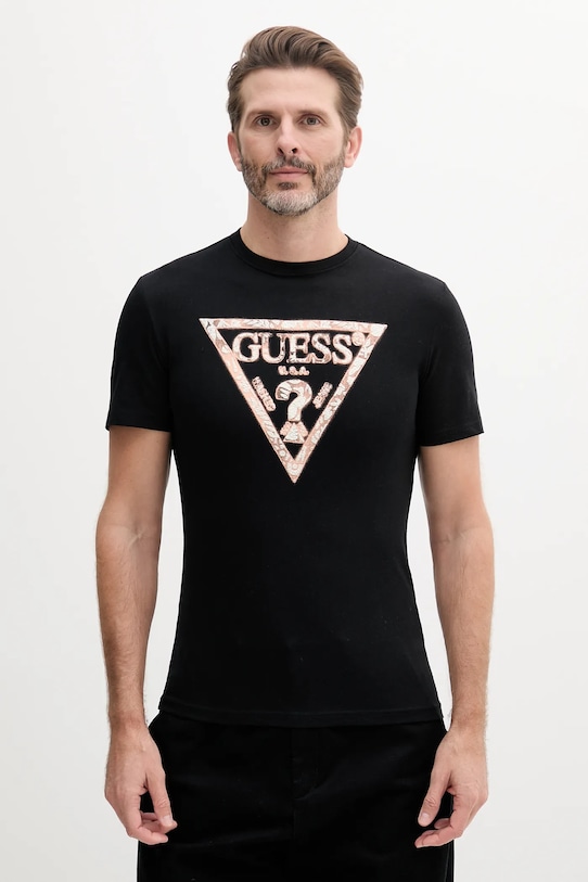 

Хлопковая футболка Guess, черный