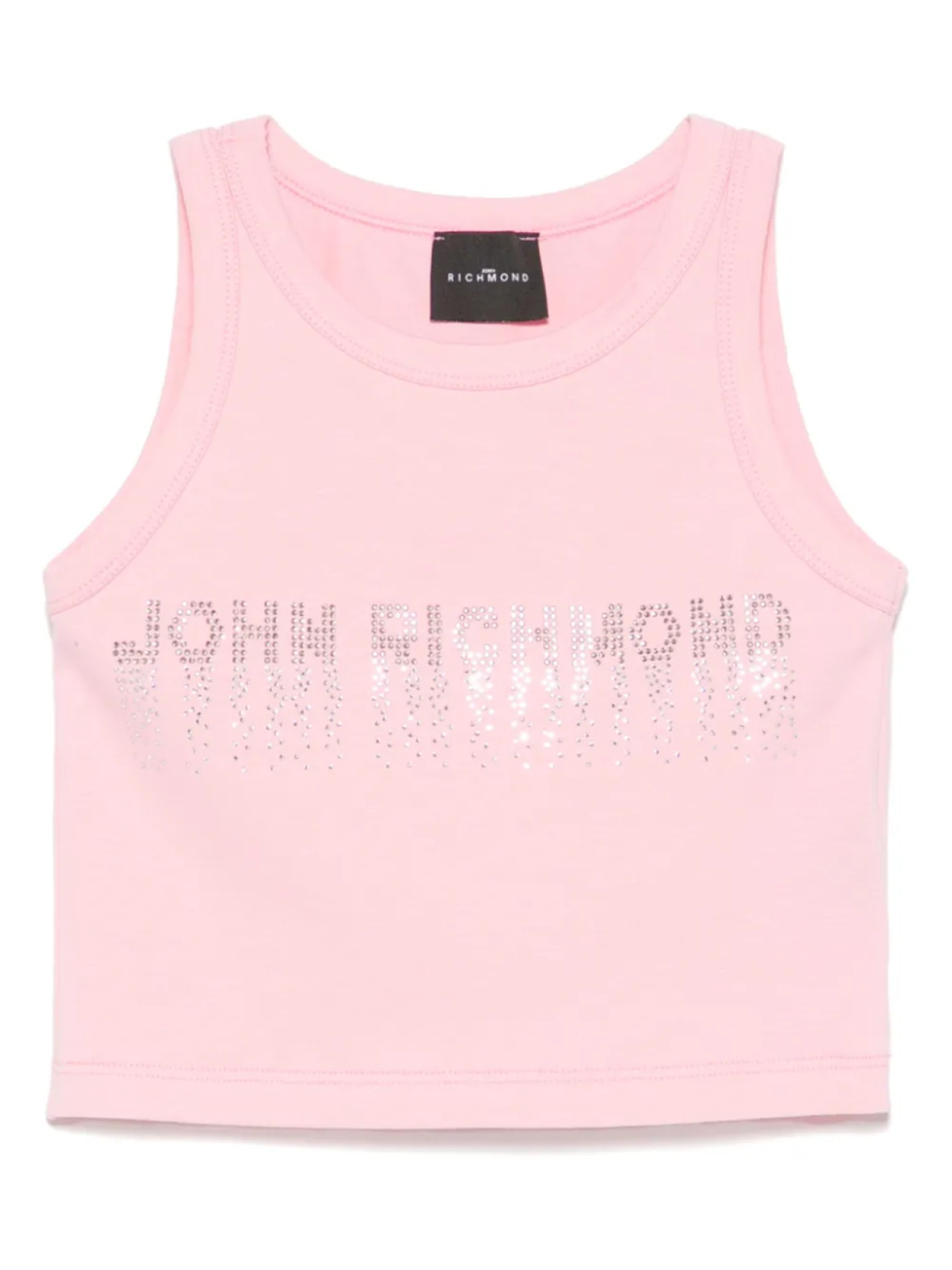 

John Richmond Junior топ с логотипом из страз, розовый