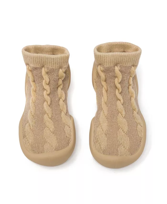 

Первые пинетки-носочки для малышей - Cable Dark Beige Komuello, коричневый/бежевый