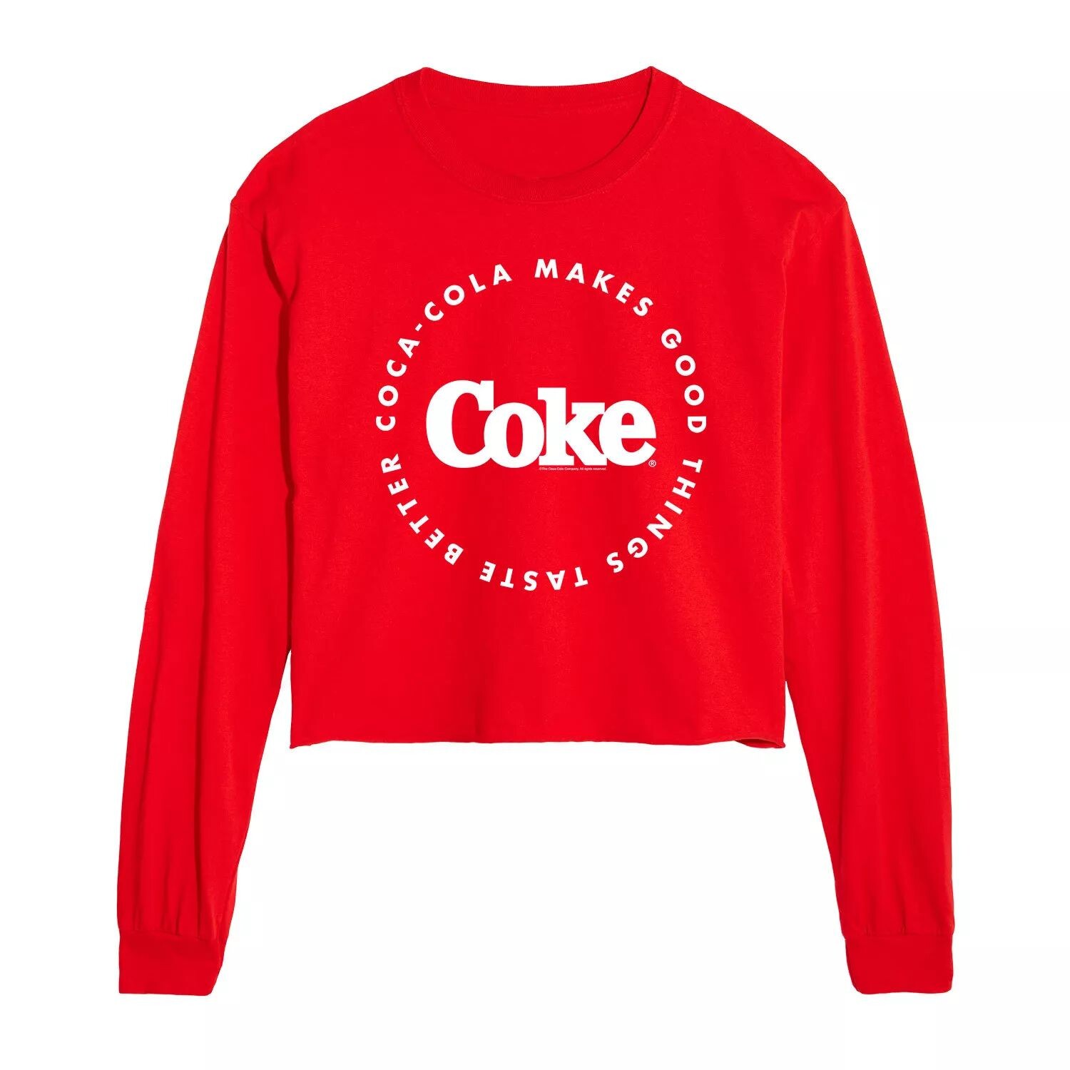 

Укороченная футболка с длинными рукавами и рисунком Coca-Cola Taste Better для юниоров Licensed Character, красный