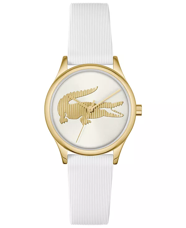 

Женские часы с белым силиконовым ремешком из крокодиловой кожи, 30 мм Lacoste, white