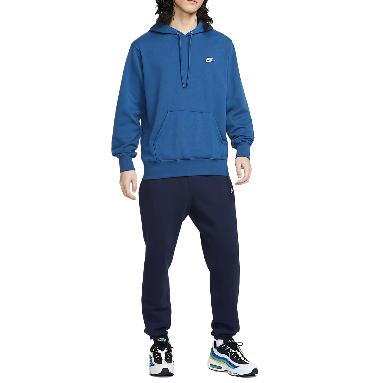 Nike Клубный худи для мужчин Court Blue/Court Blue/White с капюшоном, умеренный крой, Regular — фото 4
