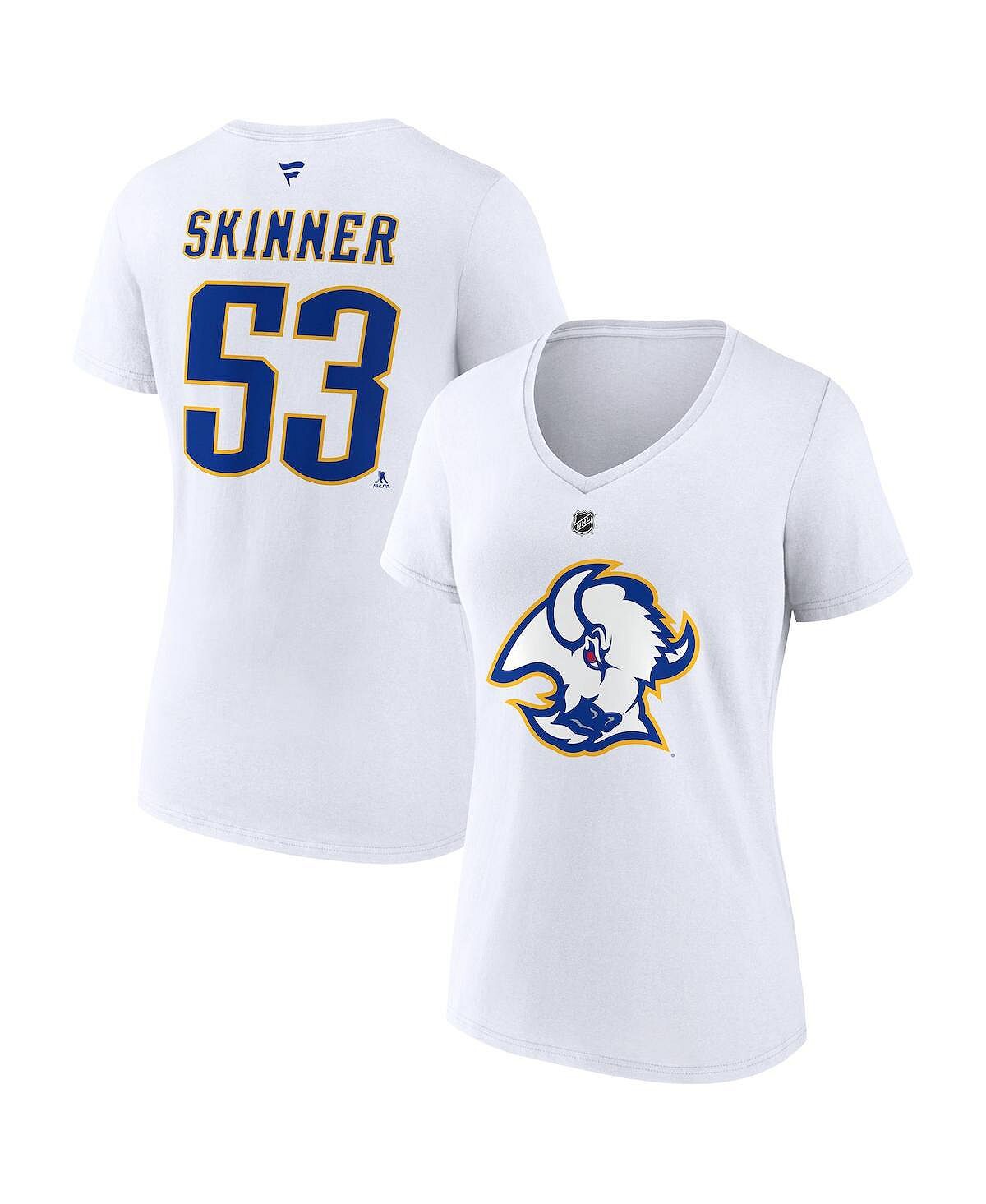 

Женская футболка с логотипом Jeff Skinner White Buffalo Sabers Special Edition 2.0, имя и номер, с v-образным вырезом Fanatics, белый